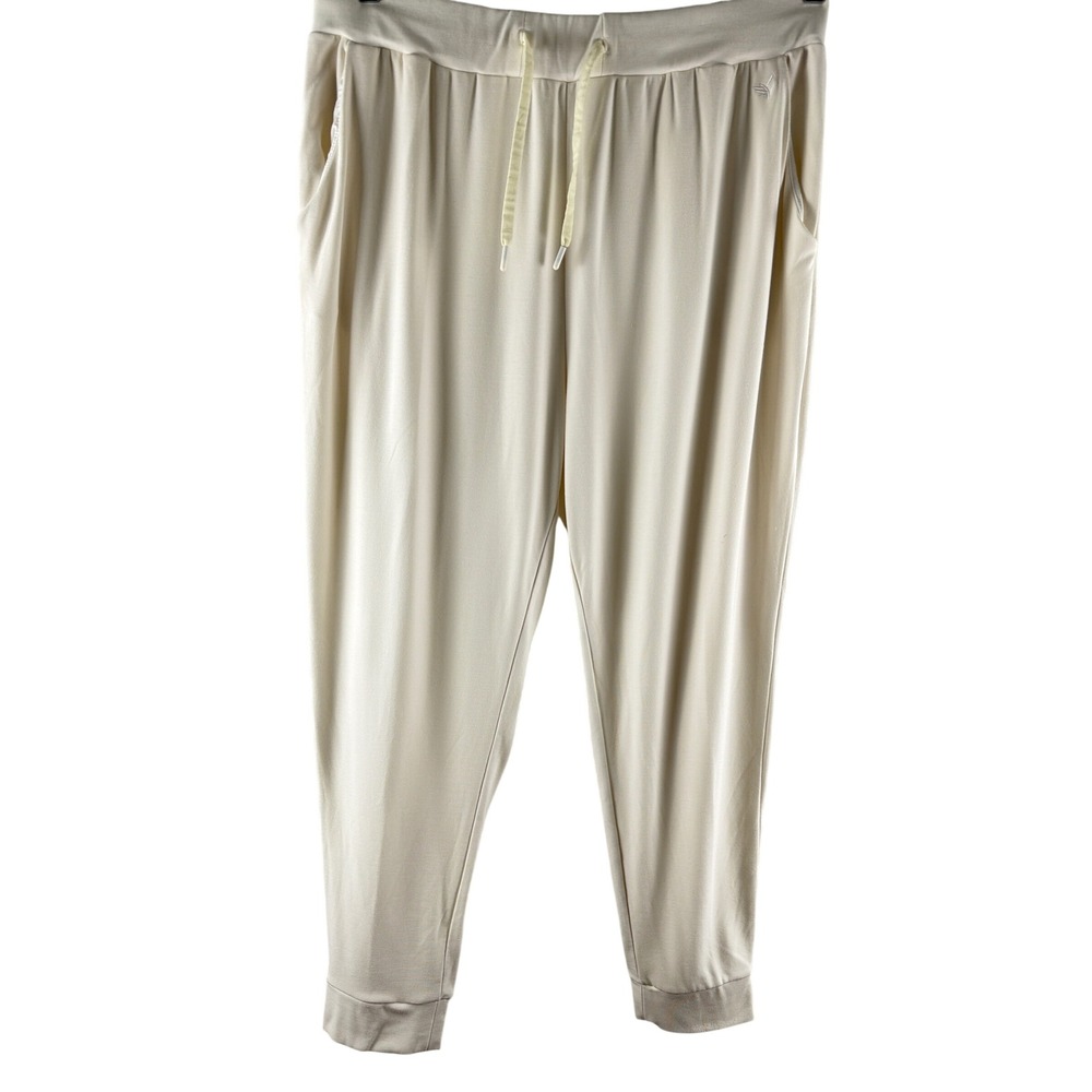Cozy Earth Bamboo Joggers Ivory Women XL Relaxed Lounge Sweatpants Off‎ White